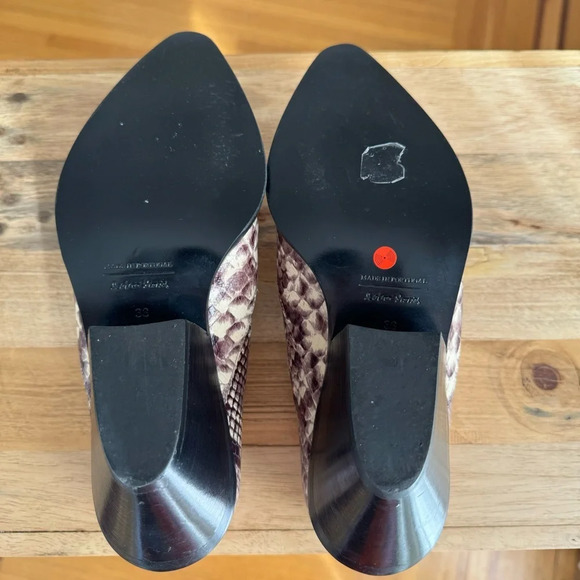 & other stories Brown Snake Skin Leather Pointed Toe Western Ankle Boots Size 7 - Picture 14 of 15